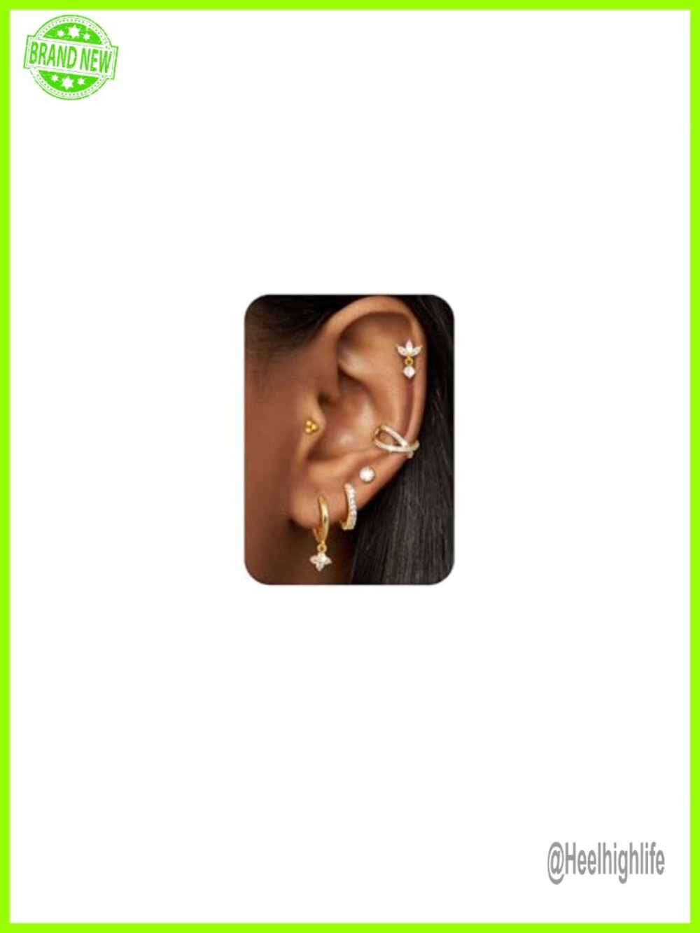 14K Gold Plated Flat Back Stud Hoop Earring Set Surgical Stainless Steel